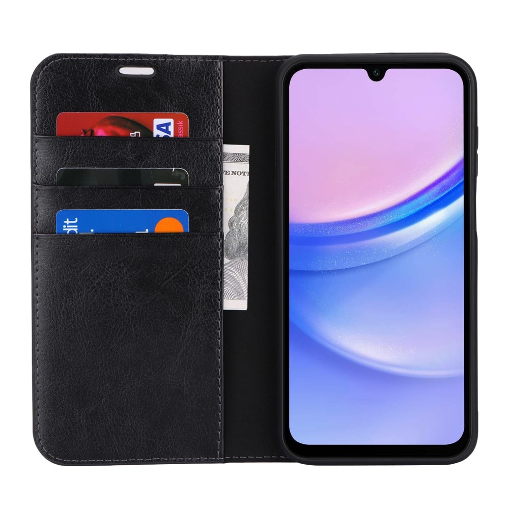 Cover Portafoglio in vera pelle Samsung Galaxy A16 Nero