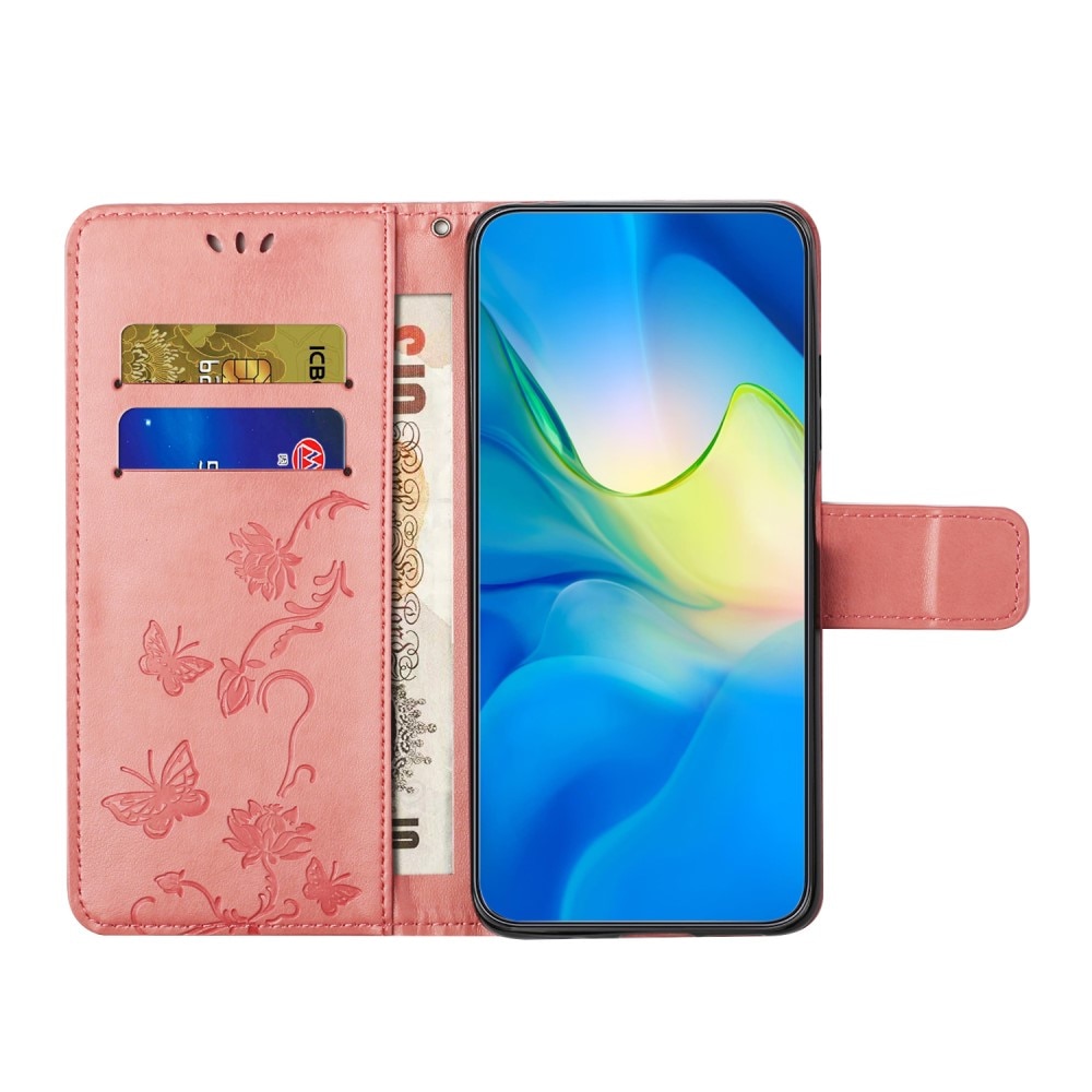 Custodia in pelle a farfalle per Samsung Galaxy A36, rosa