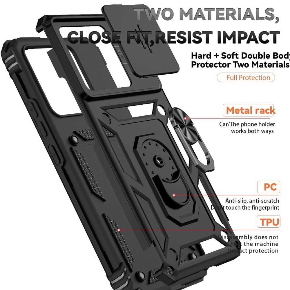 Cover ibride con anello e protezione fotocamera Xiaomi 14T Pro Nero