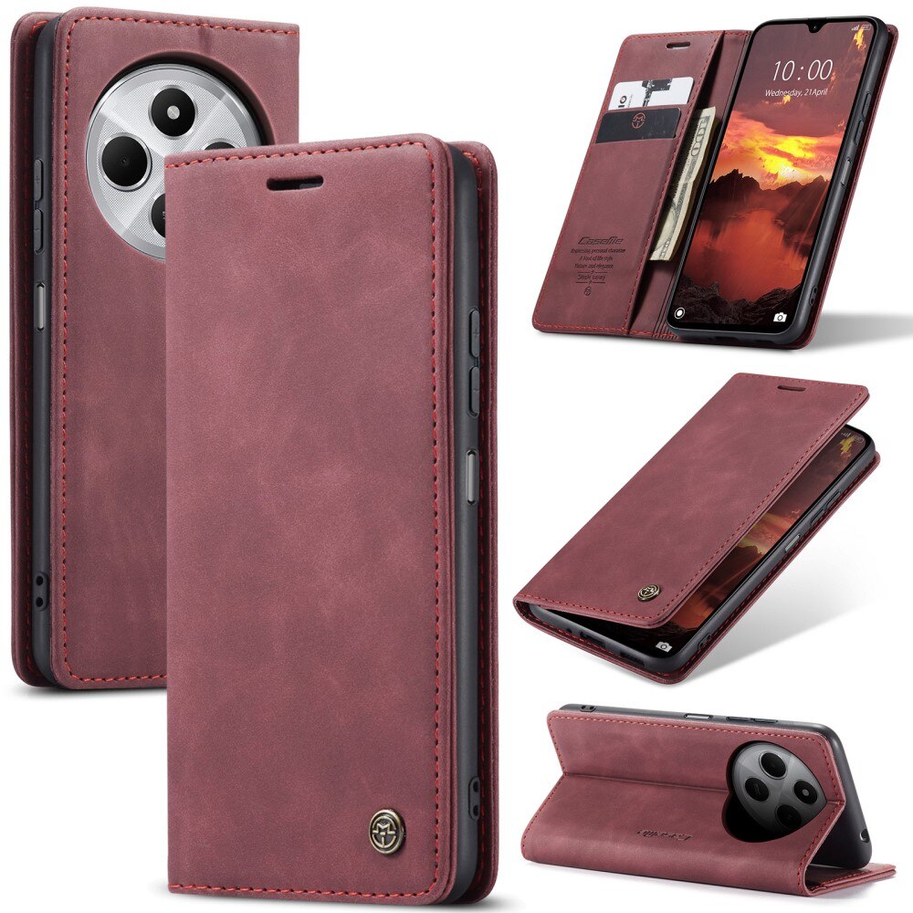 Custodie a portafoglio sottili Xiaomi Redmi 14C Rosso