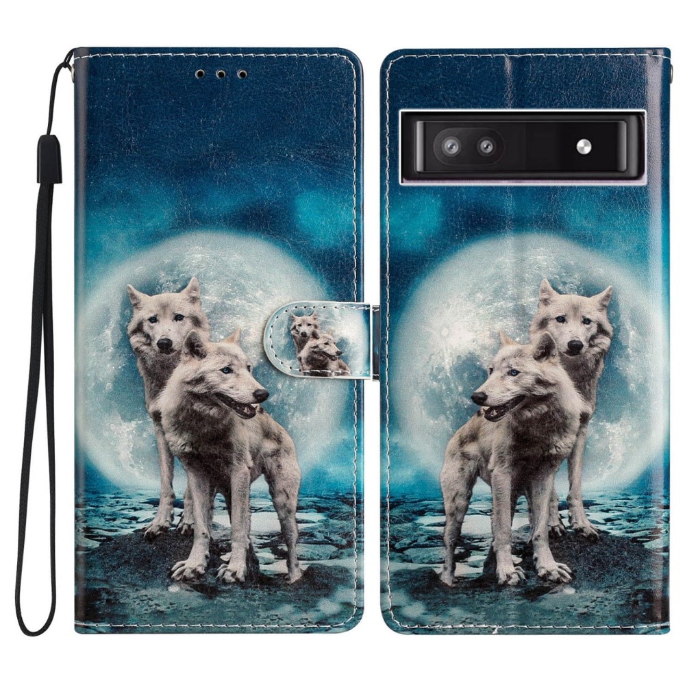 Cover portafoglio Google Pixel 9a lupi