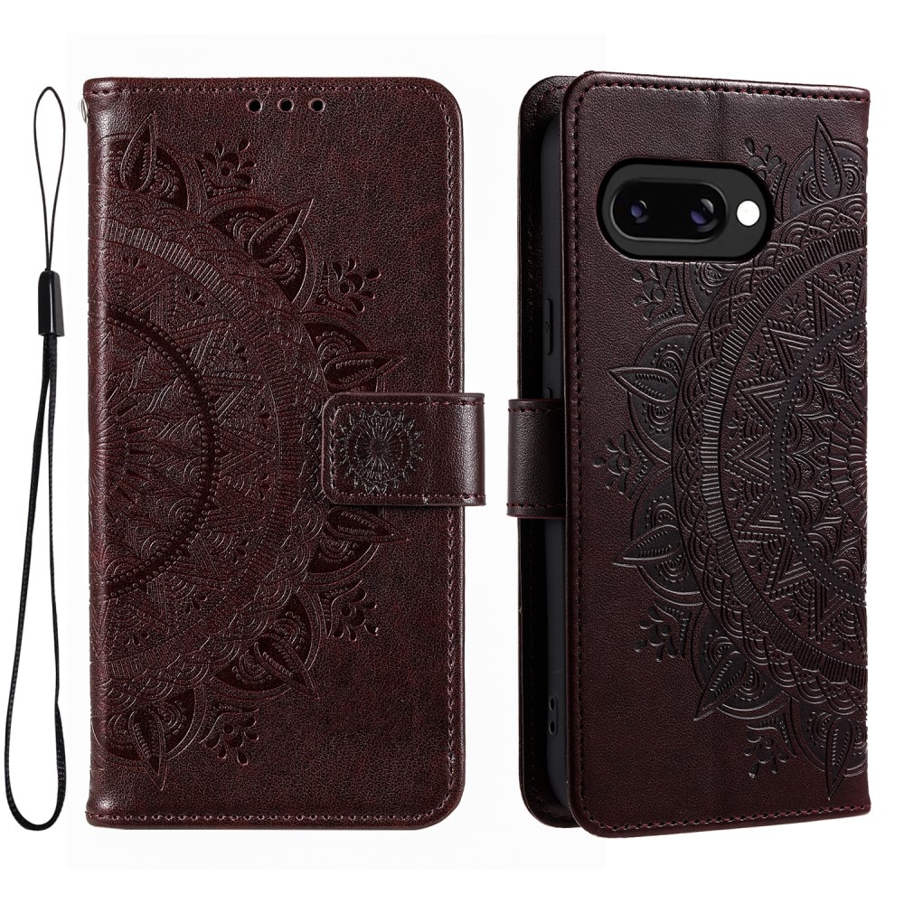 Custodia in pelle Mandala Google Pixel 9a Marrone