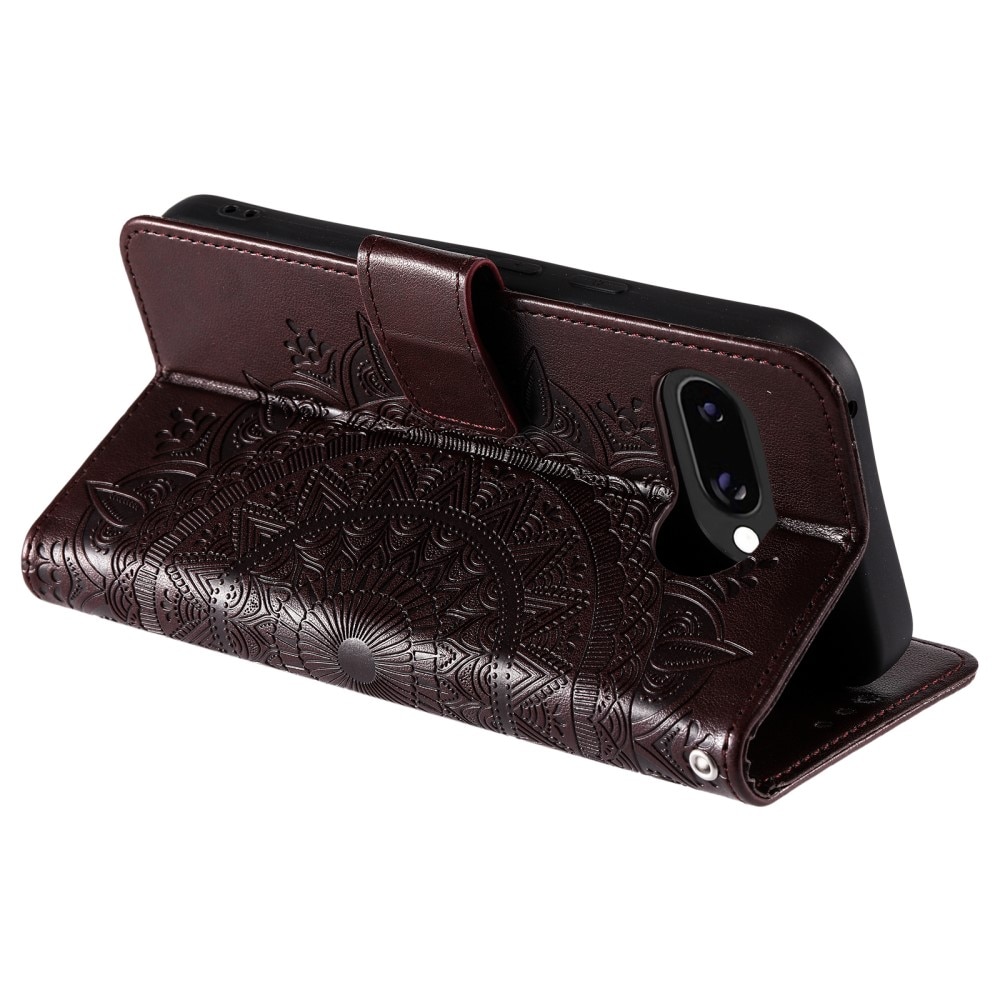 Custodia in pelle Mandala Google Pixel 9a Marrone