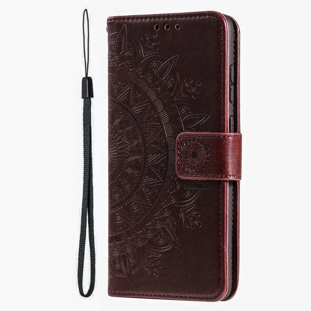 Custodia in pelle Mandala Google Pixel 9a Marrone