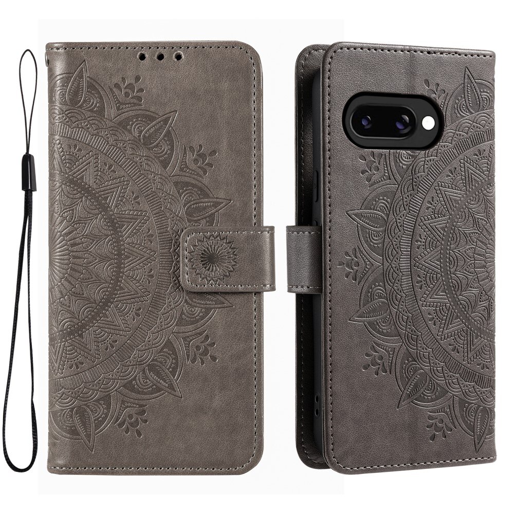 Custodia in pelle Mandala Google Pixel 9a Grigio