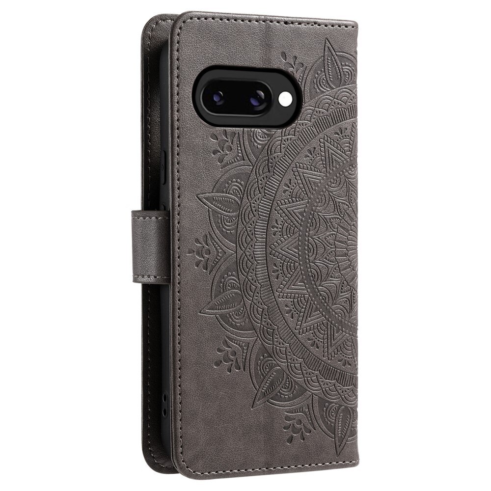 Custodia in pelle Mandala Google Pixel 9a Grigio