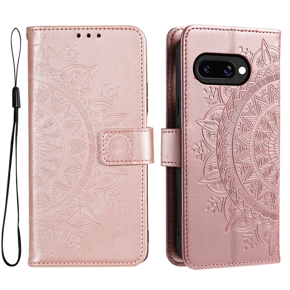 Custodia in pelle Mandala Google Pixel 9a Oro rosa