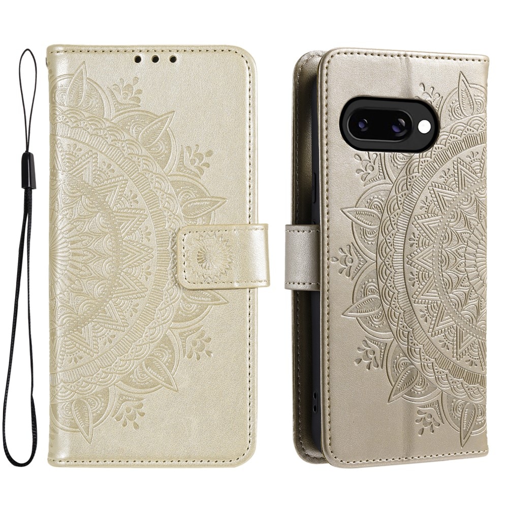 Custodia in pelle Mandala Google Pixel 9a Oro