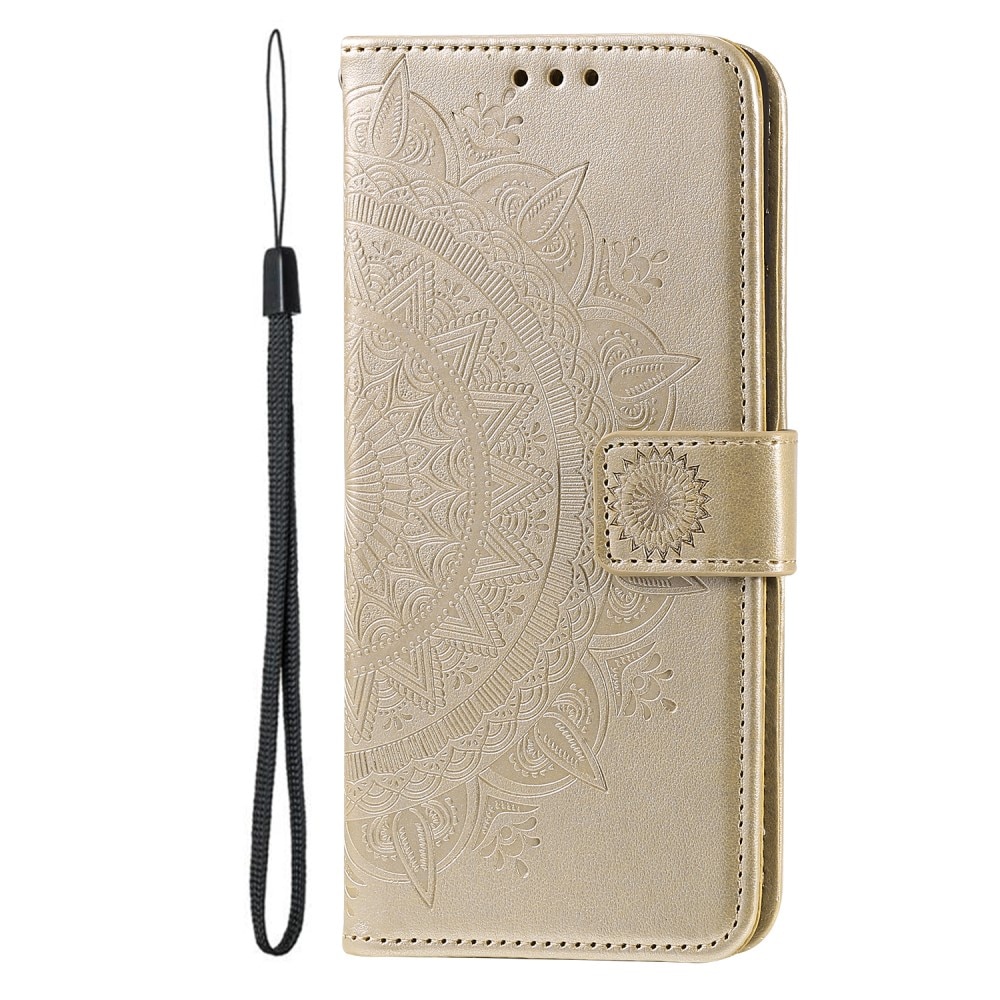 Custodia in pelle Mandala Google Pixel 9a Oro