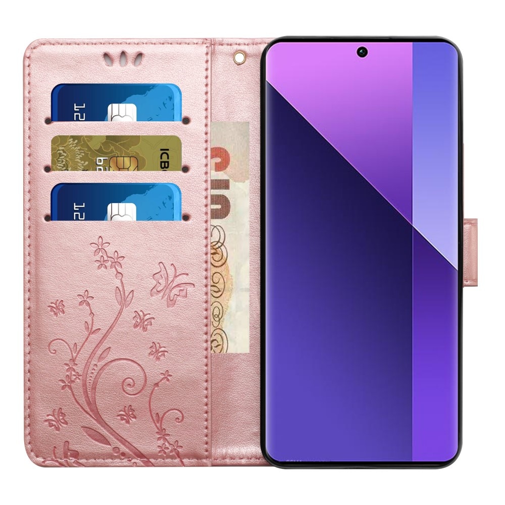 Custodia in pelle a farfalle per Samsung Galaxy A36, Oro rosa