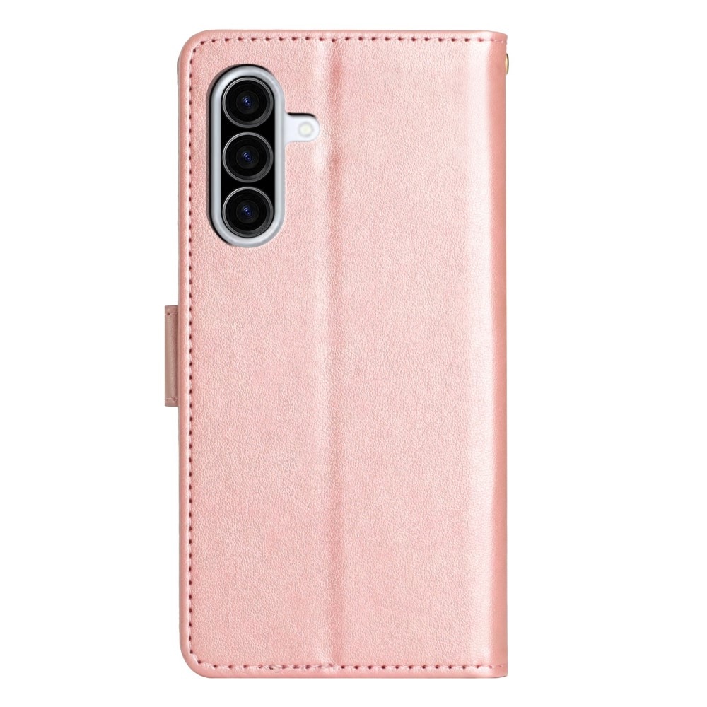 Custodia in pelle a farfalle per Samsung Galaxy A36, Oro rosa