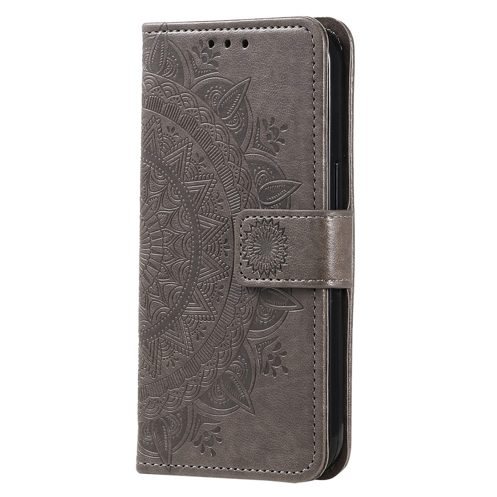 Custodia in pelle Mandala Samsung Galaxy A36 grigio