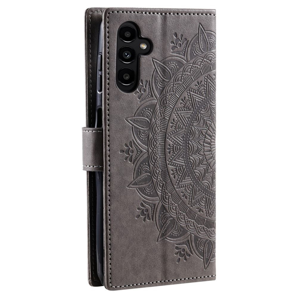 Custodia in pelle Mandala Samsung Galaxy A36 grigio