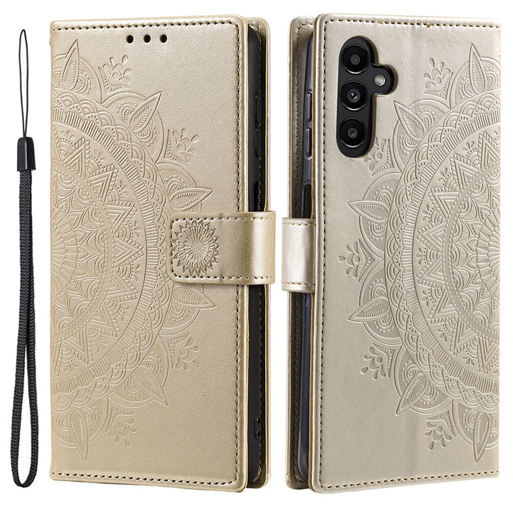 Custodia in pelle Mandala Samsung Galaxy A36 oro