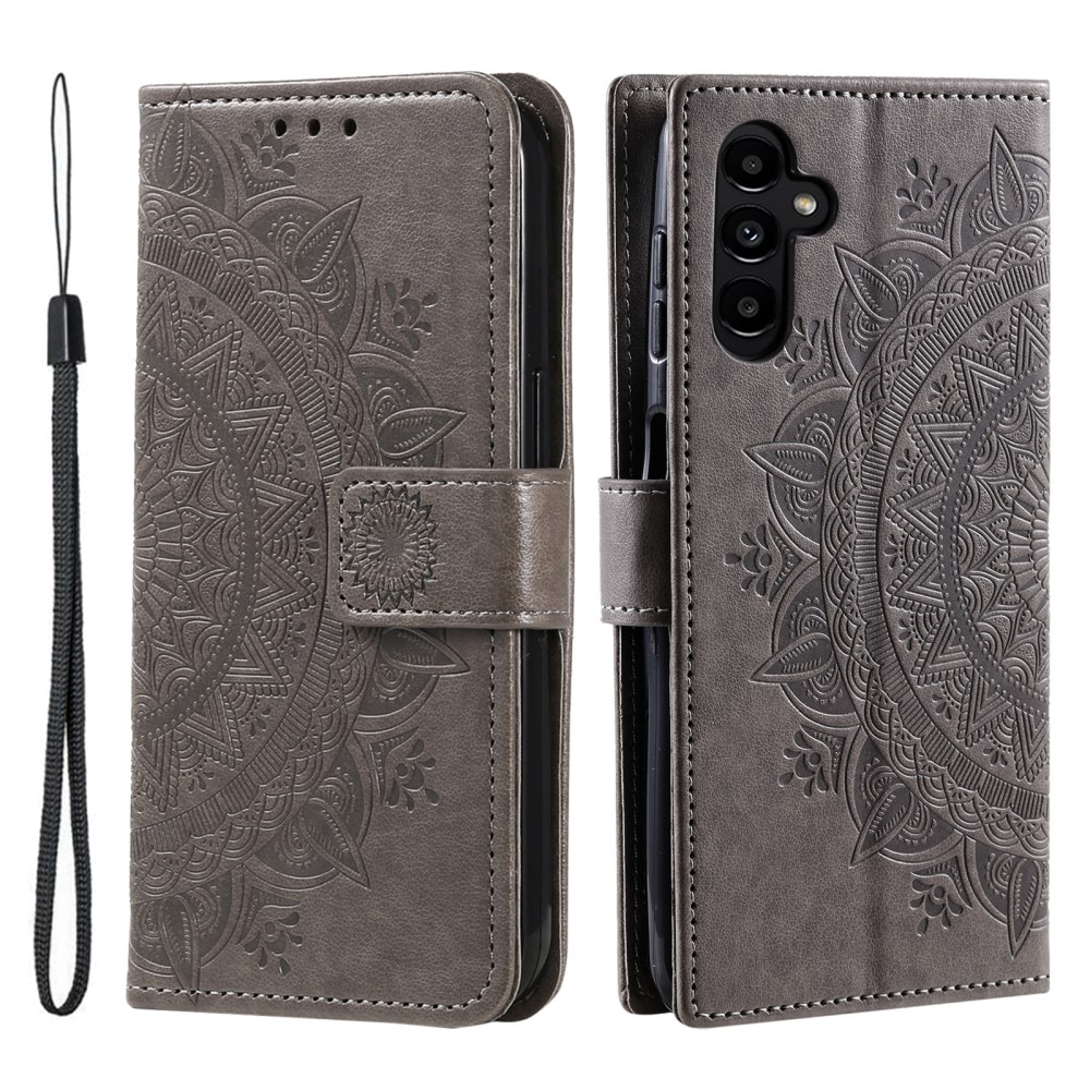 Custodia in pelle Mandala Samsung Galaxy A56 grigio