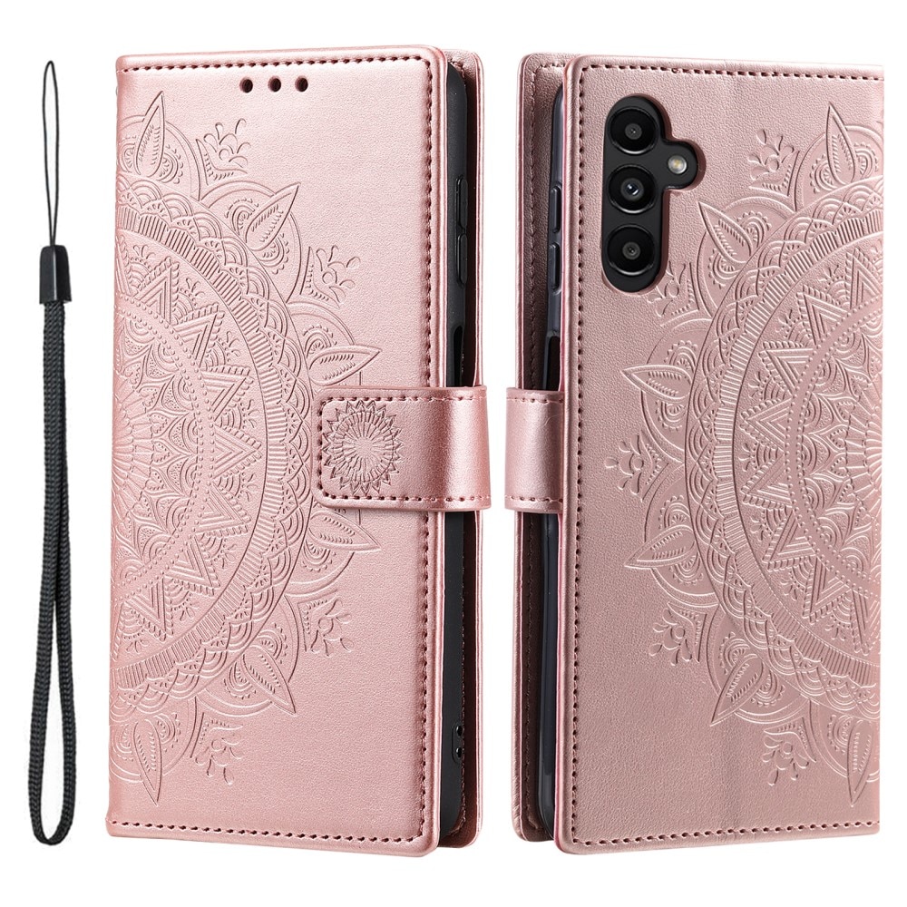 Custodia in pelle Mandala Samsung Galaxy A56 oro rosa