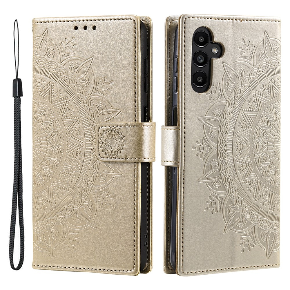 Custodia in pelle Mandala Samsung Galaxy A56 oro