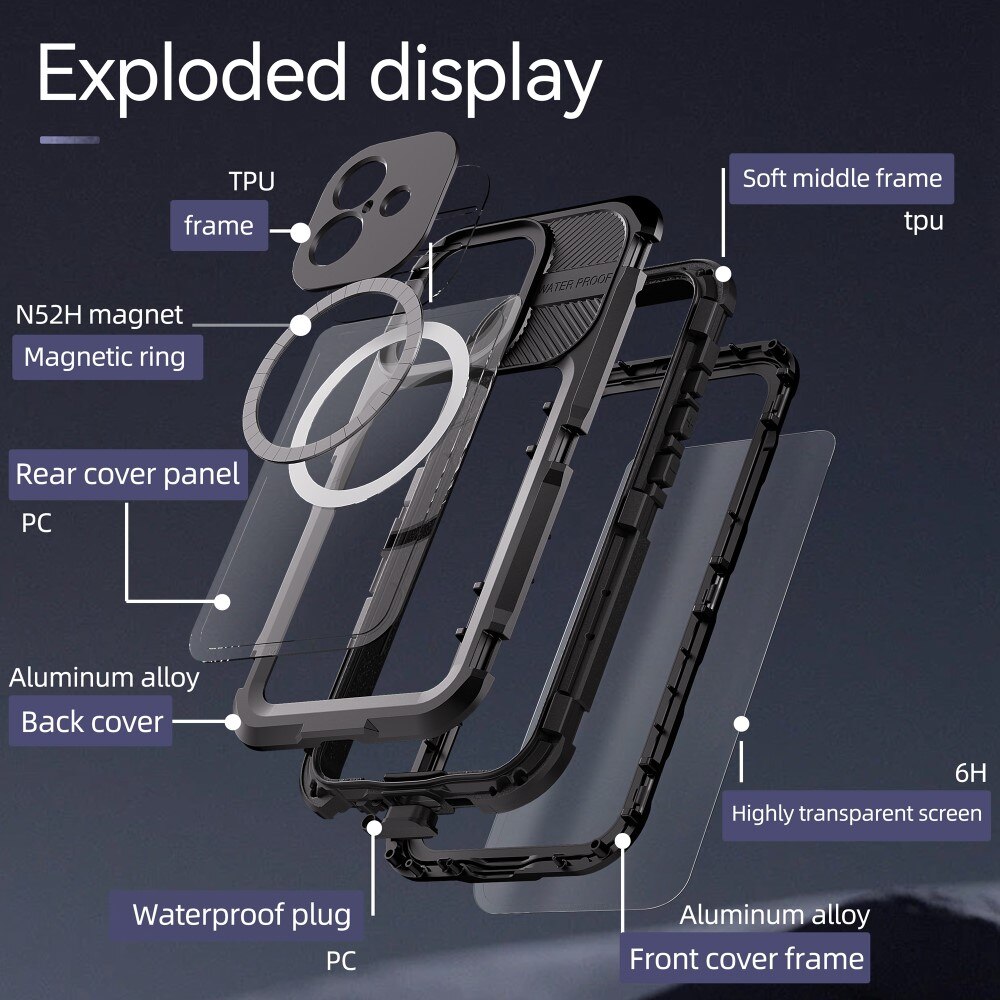 Cover ibrida impermeabile MagSafe iPhone 16 trasparente