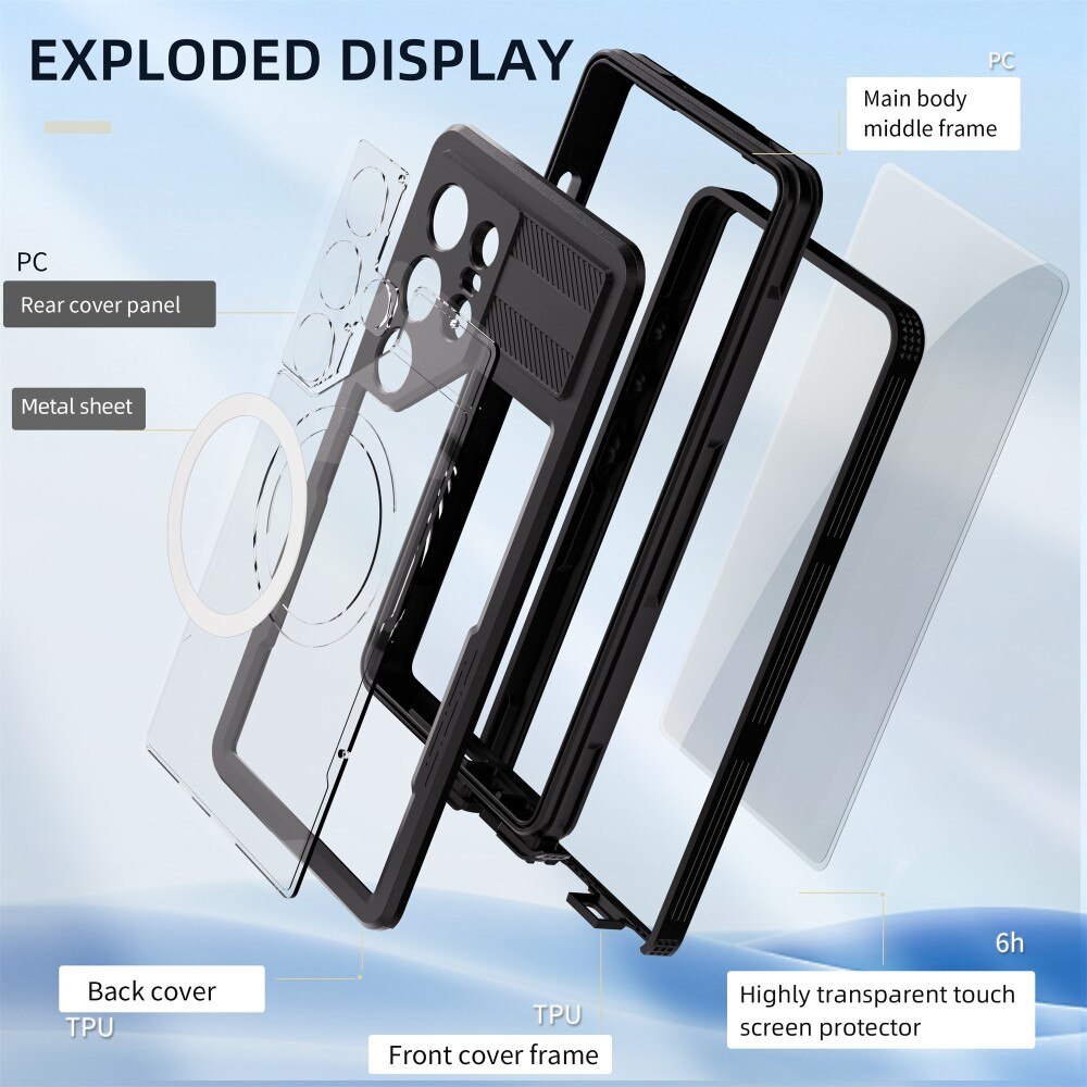 Cover ibrida impermeabile MagSafe Samsung Galaxy S25 Ultra trasparente