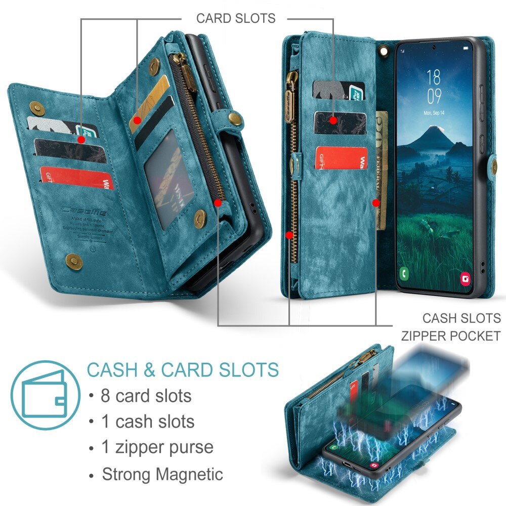 Cover portafoglio Multi-Slot Samsung Galaxy S25 Plus blu