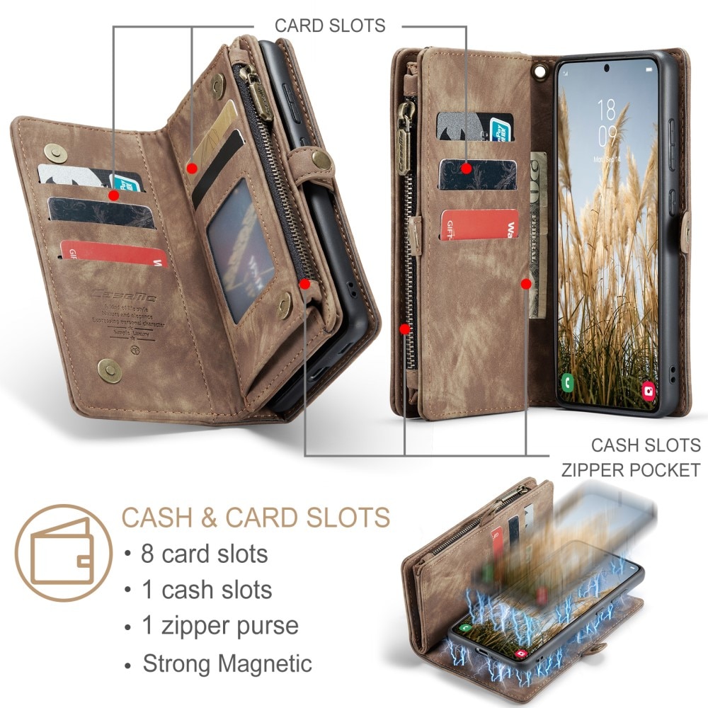 Cover portafoglio Multi-Slot Samsung Galaxy S25 Plus marrone