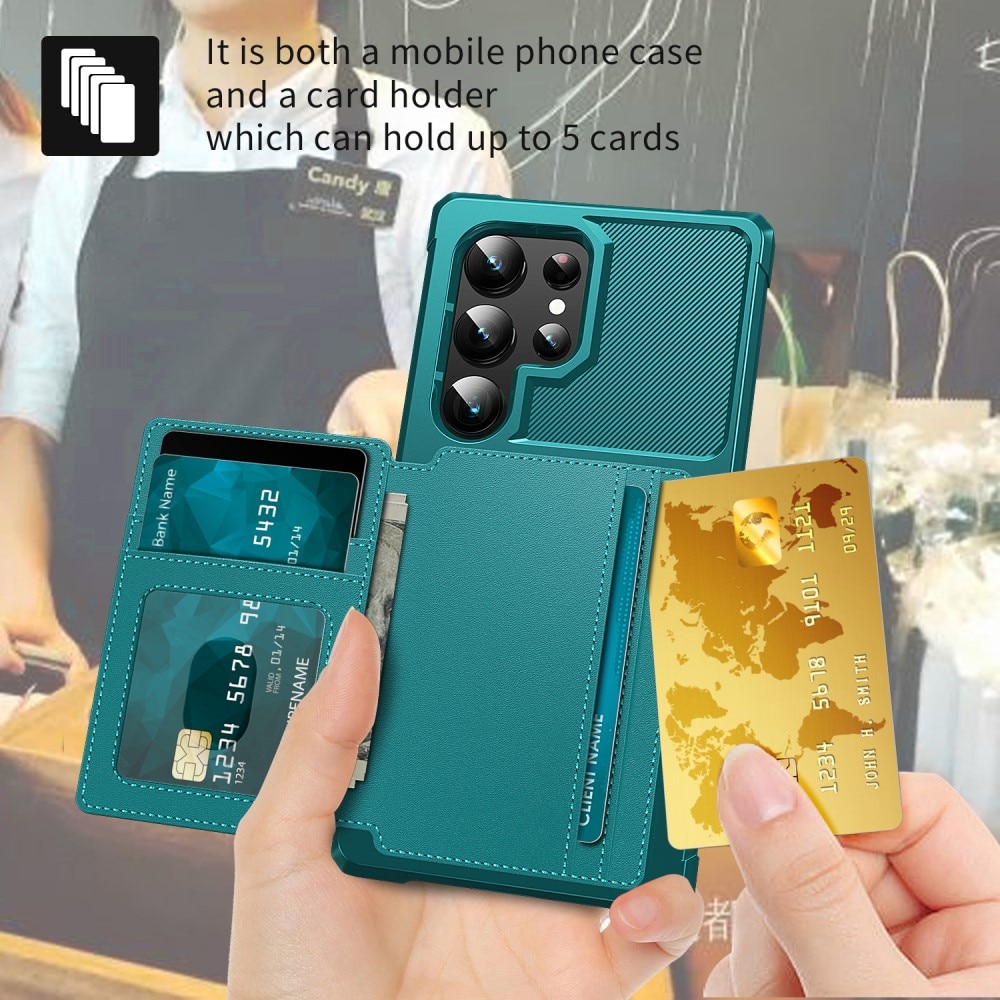 Cover con portacarte Tough Multi-slot Samsung Galaxy S25 Ultra verde