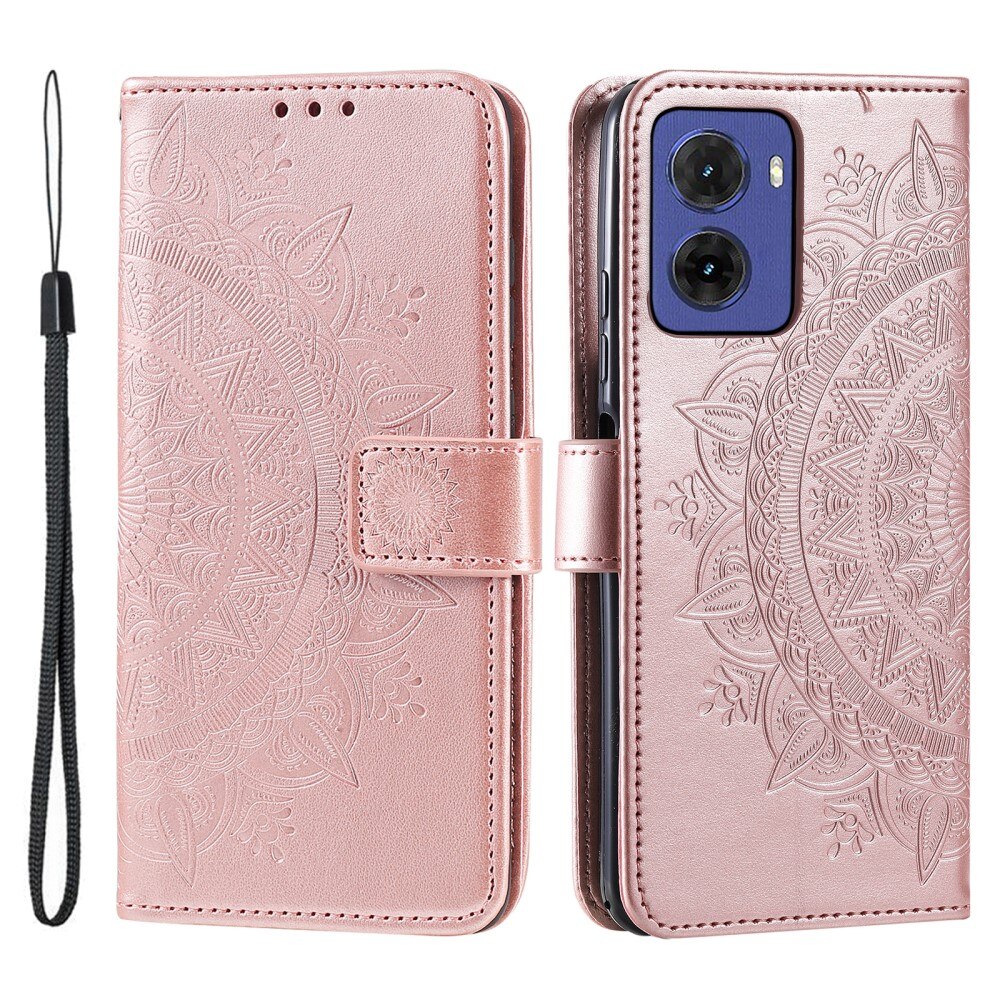 Custodia in pelle Mandala Motorola Moto E15 oro rosa