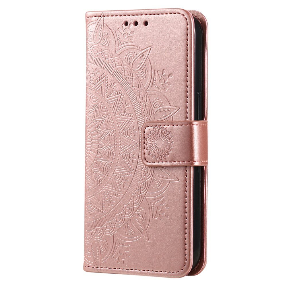 Custodia in pelle Mandala Motorola Moto E15 oro rosa