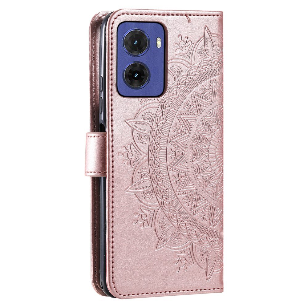 Custodia in pelle Mandala Motorola Moto E15 oro rosa