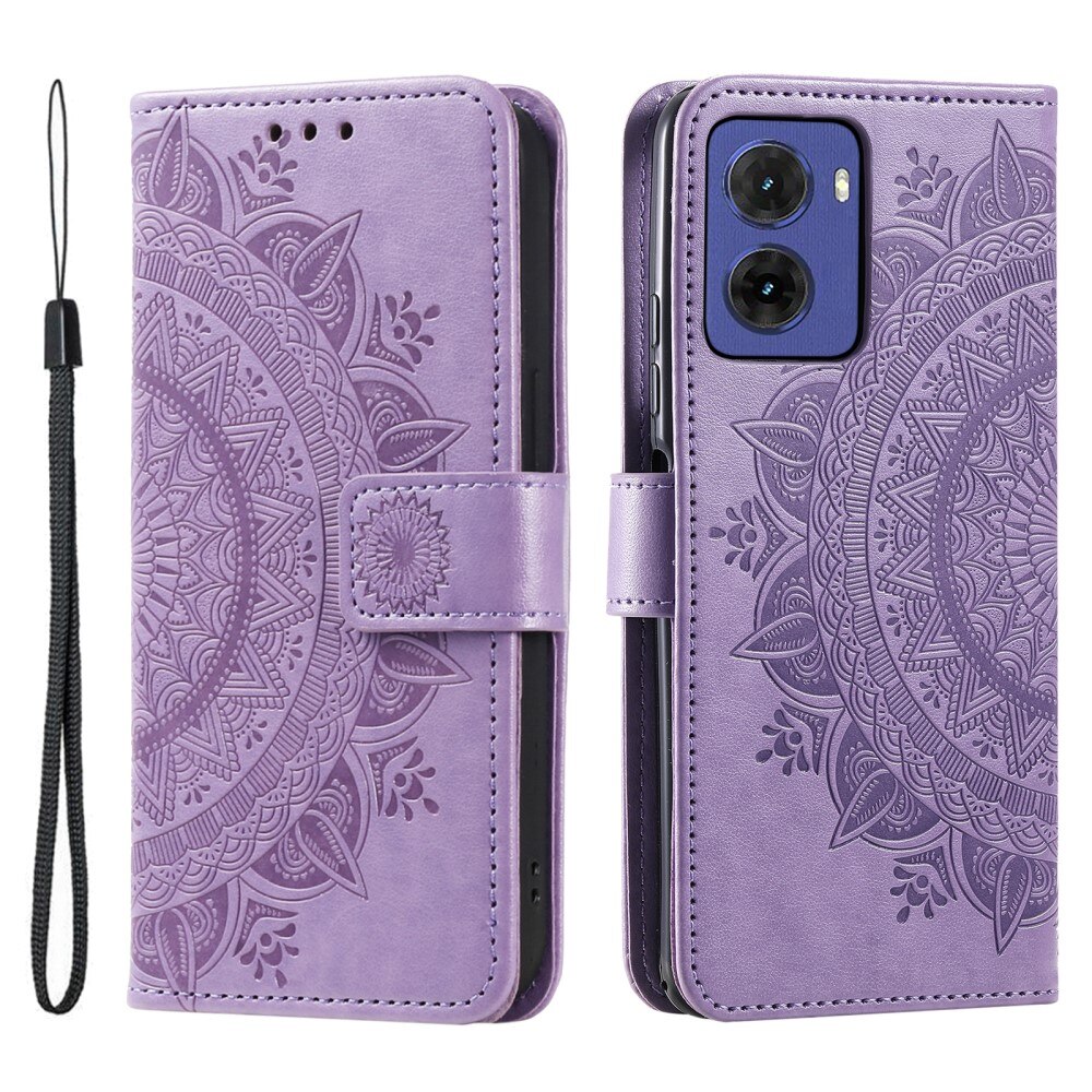 Custodia in pelle Mandala Motorola Moto E15 viola