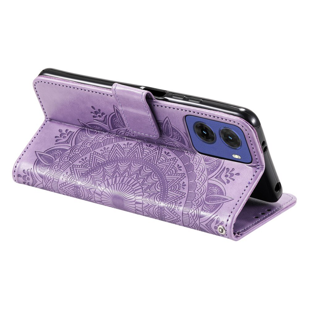 Custodia in pelle Mandala Motorola Moto E15 viola