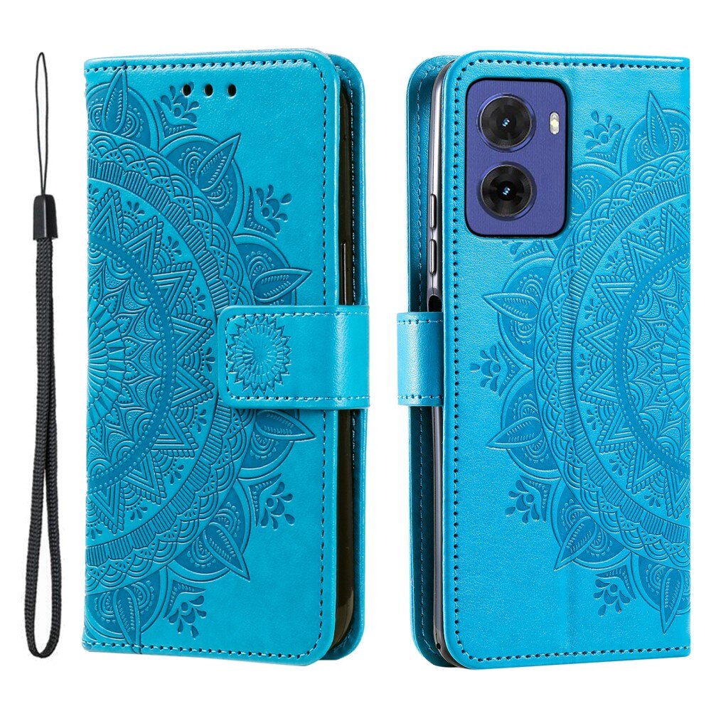 Custodia in pelle Mandala Motorola Moto E15 blu