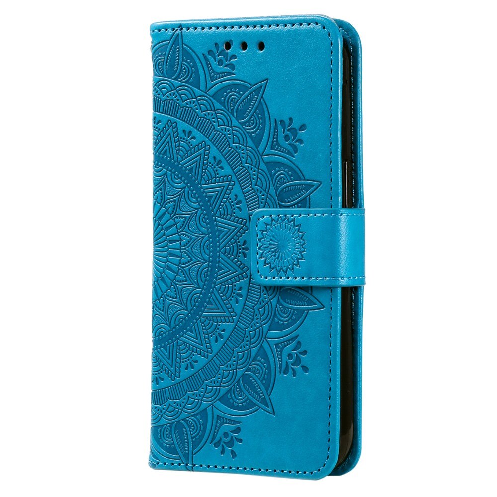 Custodia in pelle Mandala Motorola Moto E15 blu