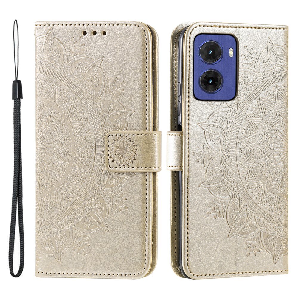 Custodia in pelle Mandala Motorola Moto G05 oro