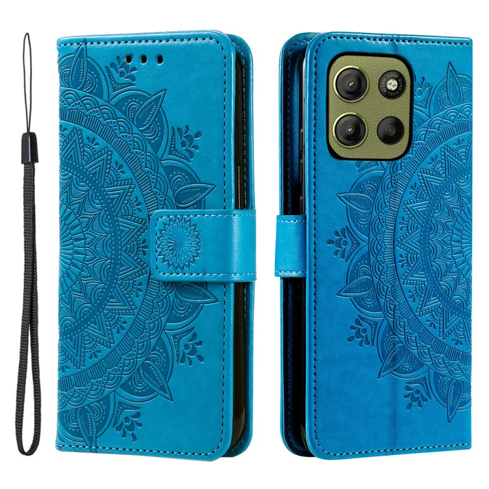 Custodia in pelle Mandala Motorola Moto G15 blu