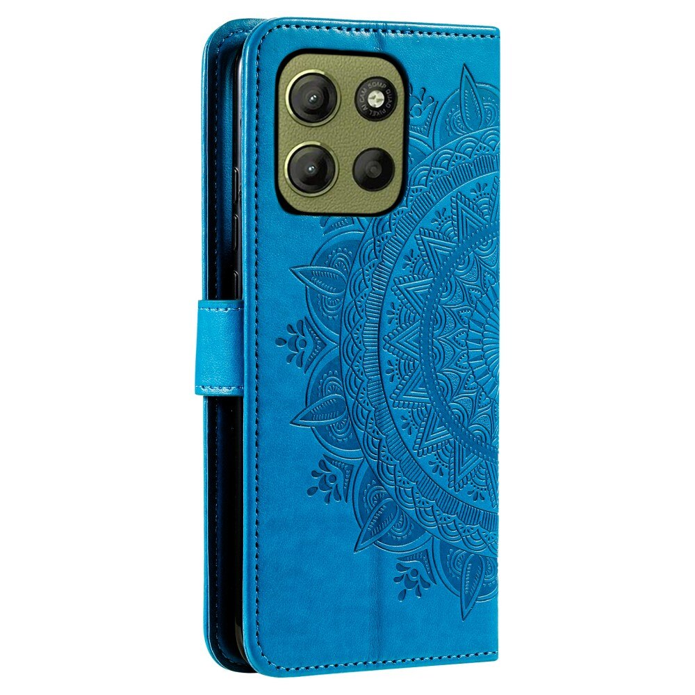 Custodia in pelle Mandala Motorola Moto G15 Power blu