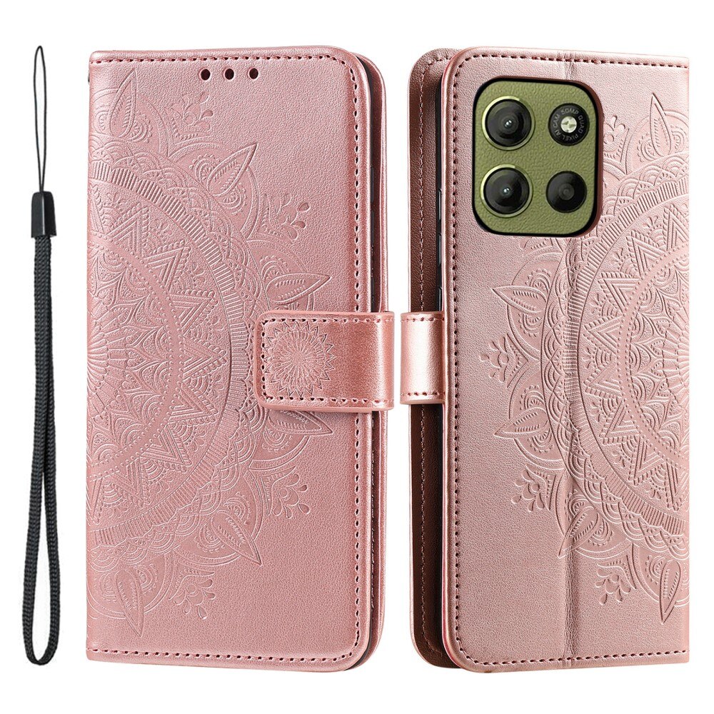 Custodia in pelle Mandala Motorola Moto G15 Power oro rosa