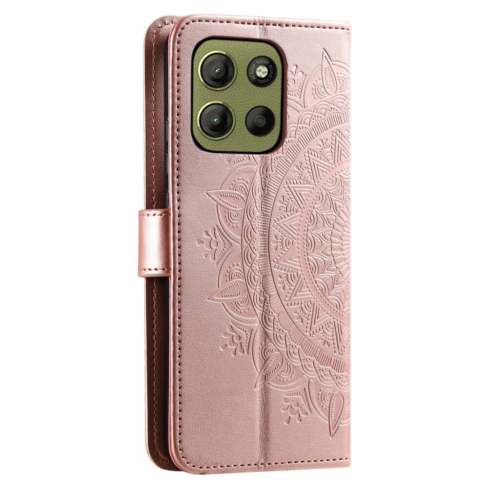 Custodia in pelle Mandala Motorola Moto G15 Power oro rosa