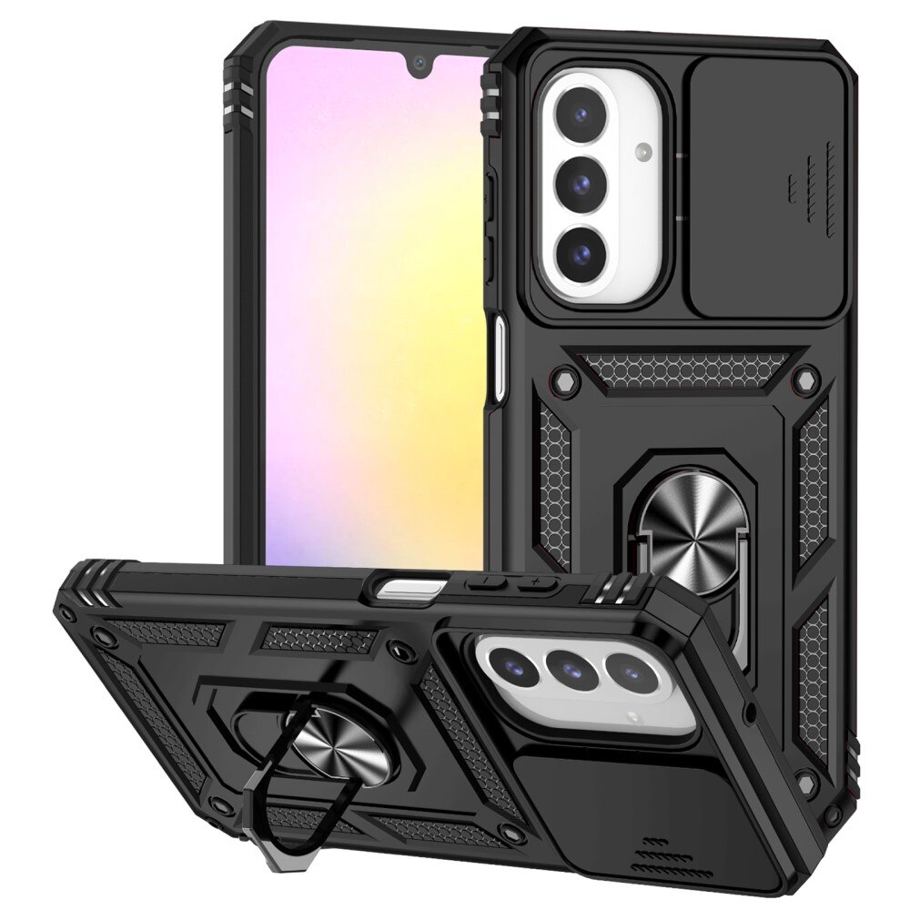 Cover ibride con anello e protezione fotocamera Samsung Galaxy A26 Nero