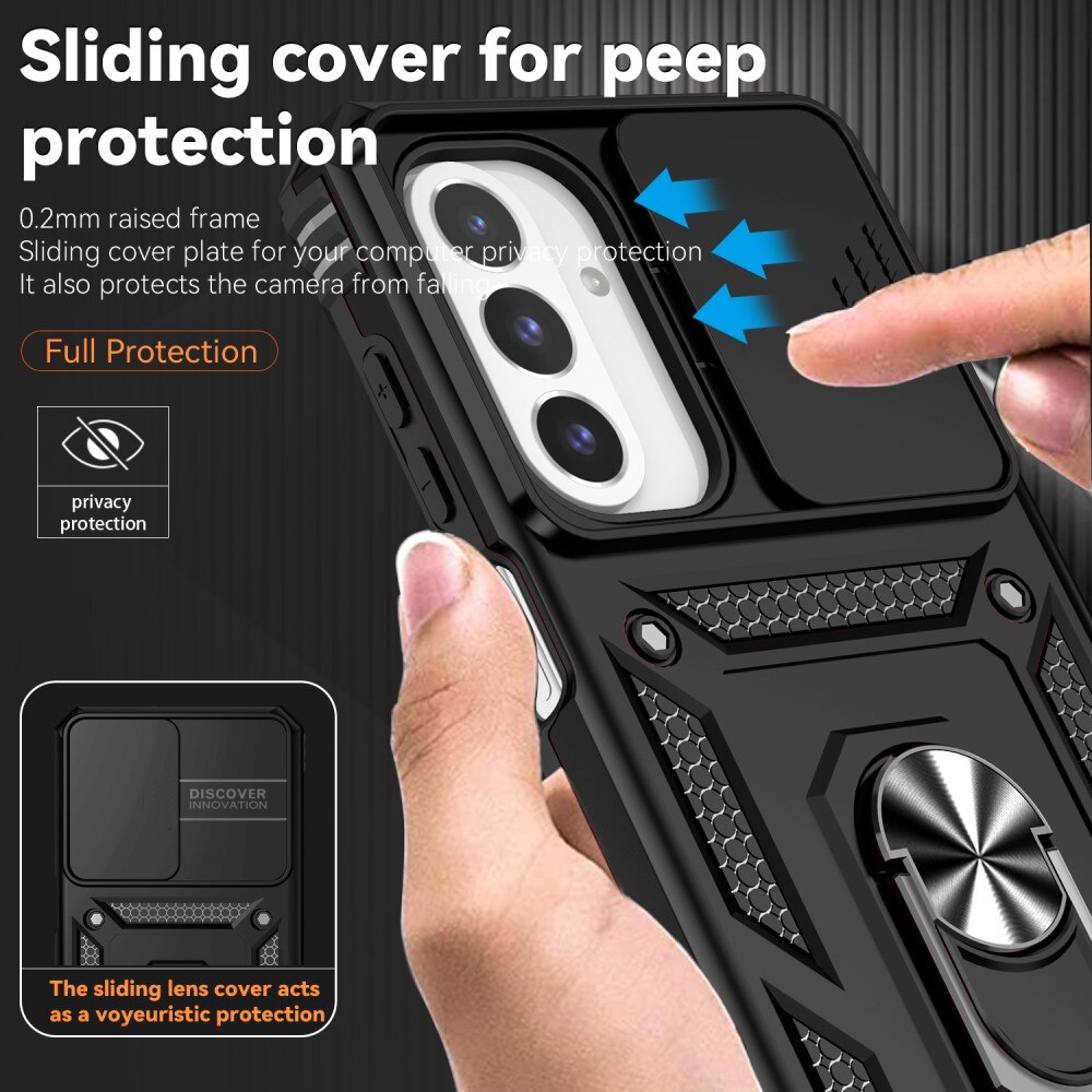 Cover ibride con anello e protezione fotocamera Samsung Galaxy A26 Nero