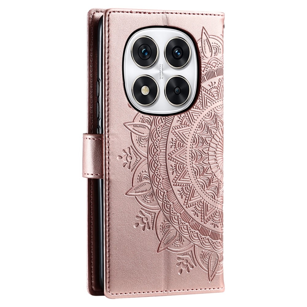 Custodia in pelle Mandala Xiaomi Redmi Note 14 Pro oro rosa