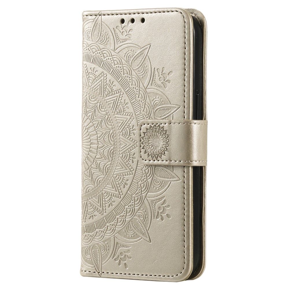 Custodia in pelle Mandala Xiaomi Redmi Note 14 Pro oro