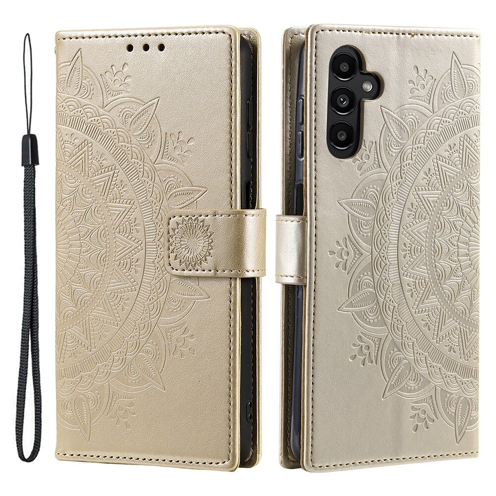 Custodia in pelle Mandala Samsung Galaxy A26 Oro