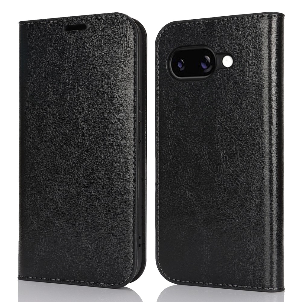 Cover Portafoglio in vera pelle Google Pixel 9a Nero