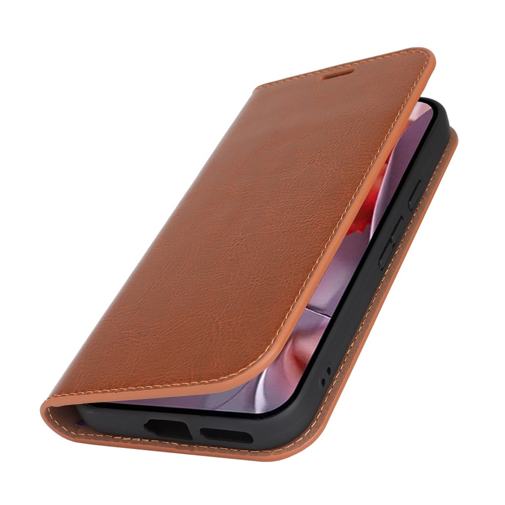 Cover Portafoglio in vera pelle Google Pixel 9a Marrone