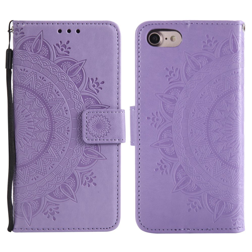 Custodia in pelle Mandala iPhone 16e viola