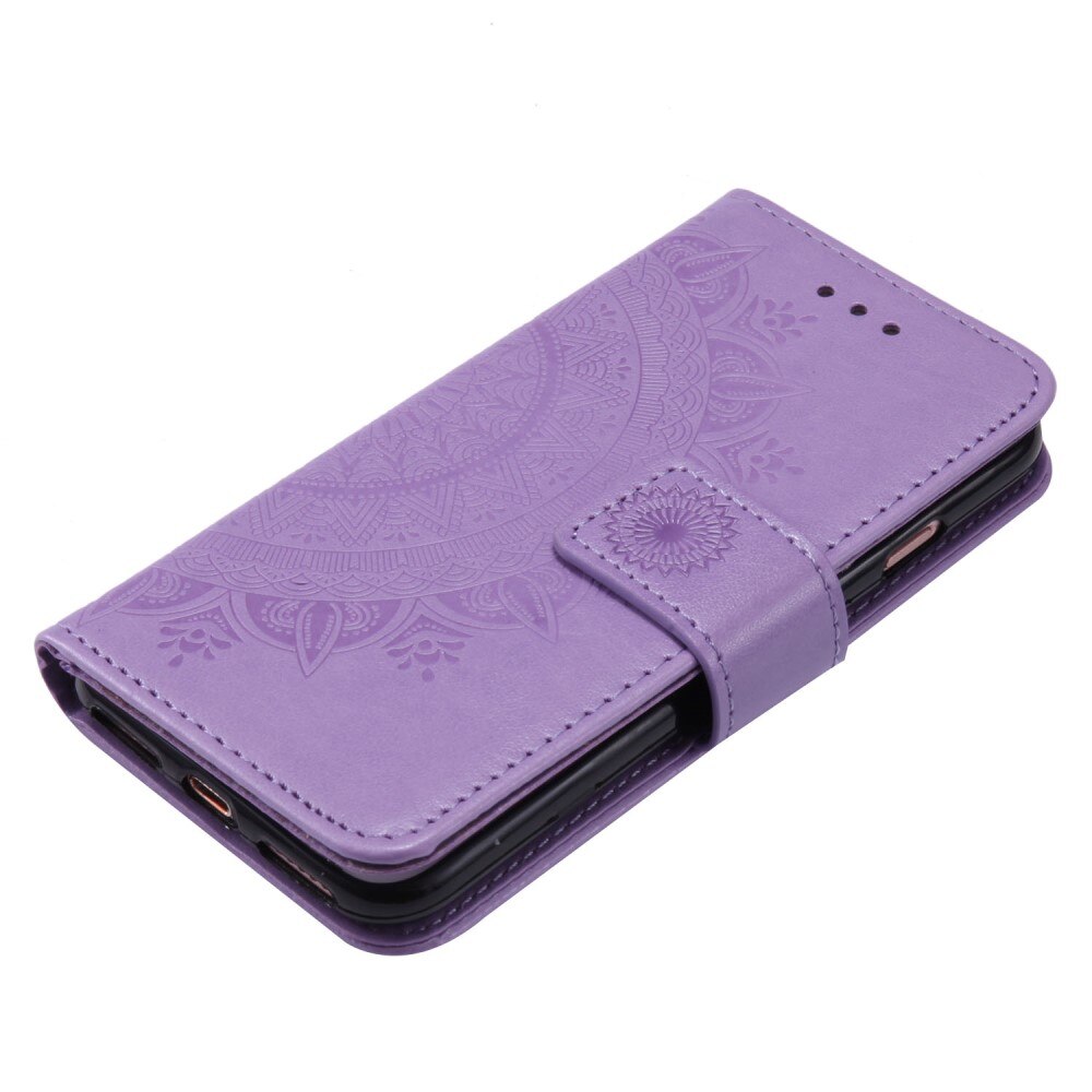 Custodia in pelle Mandala iPhone 16e viola