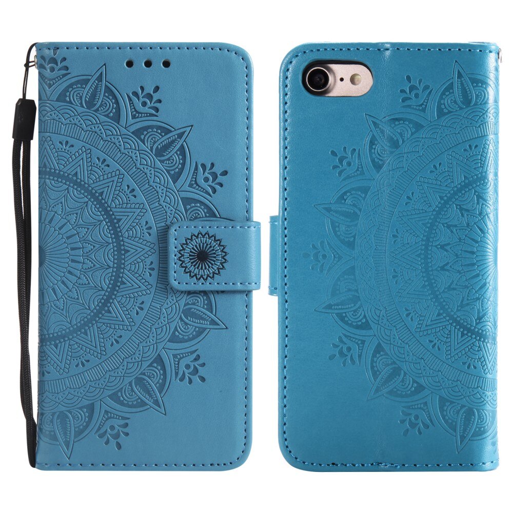 Custodia in pelle Mandala iPhone 16e Blu