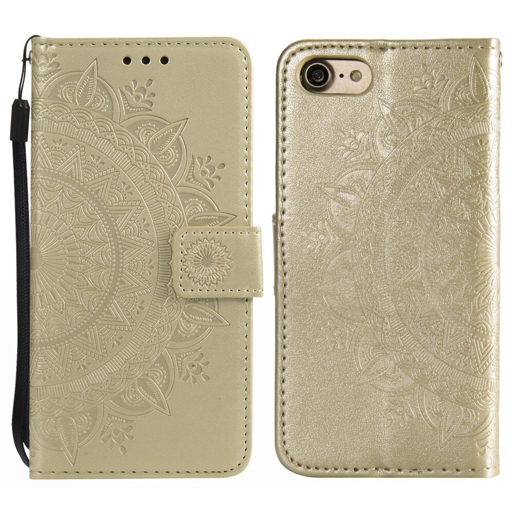 Custodia in pelle Mandala iPhone 16e Oro