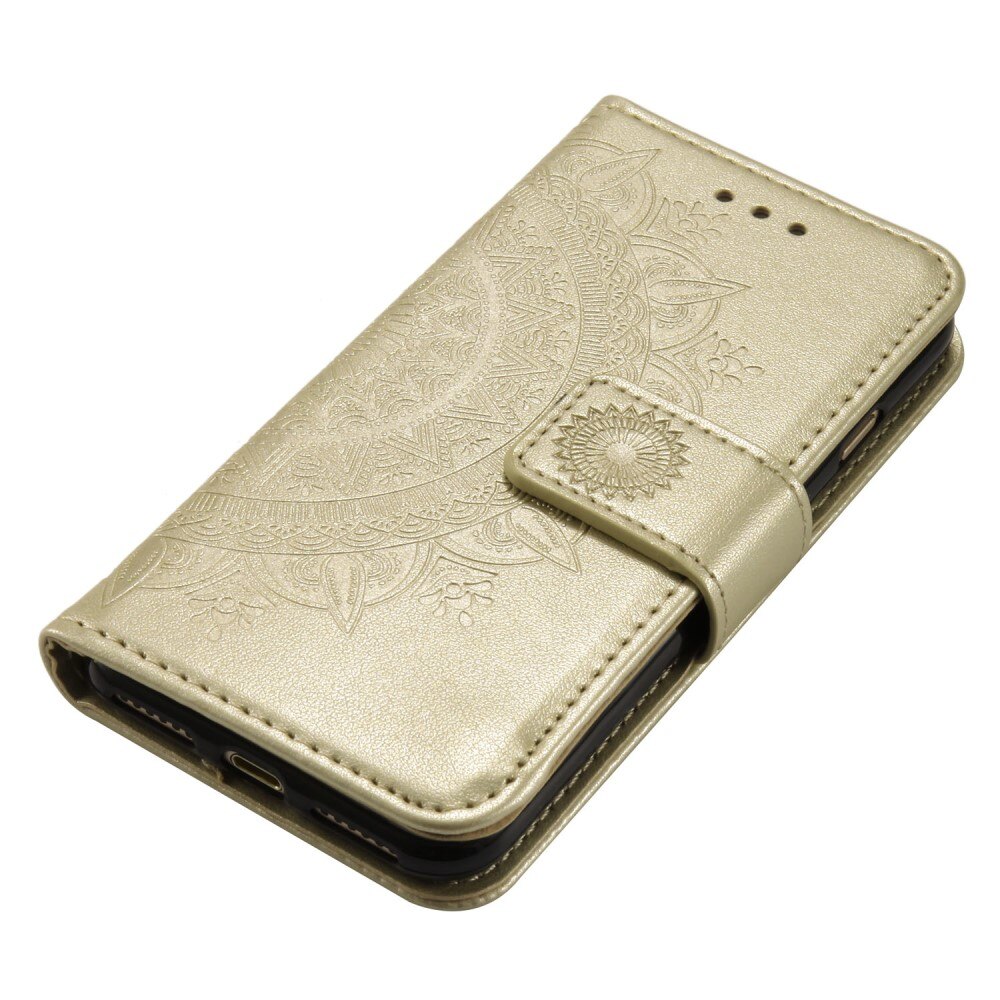 Custodia in pelle Mandala iPhone 16e Oro